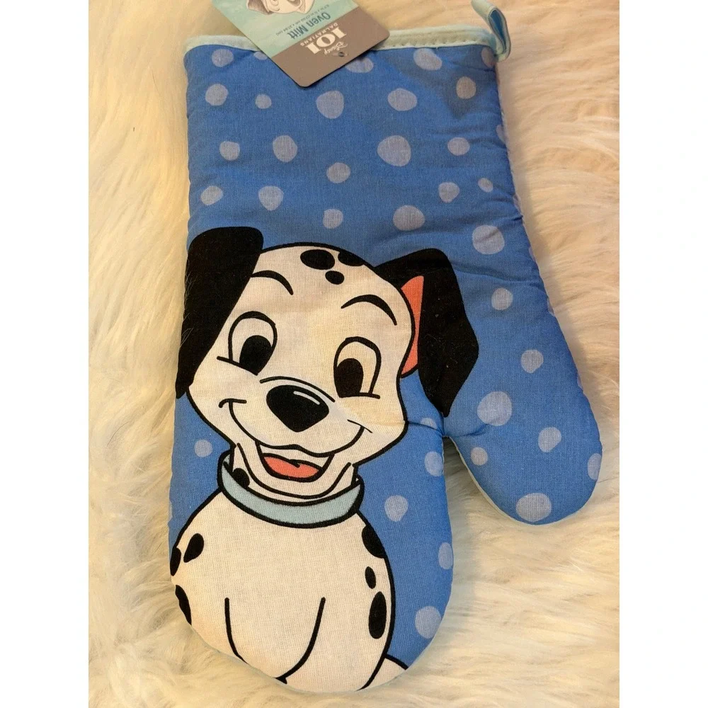 Disney 101 Dalmatians Kitchen Set New Towel and Oven Mitt Blue Polka Dot Puppy